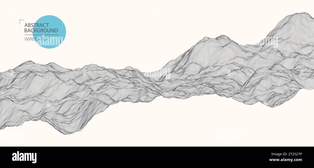 Abstract waves is made in a wireframe style. Template for science and technology presentation. Vector Stock Vector