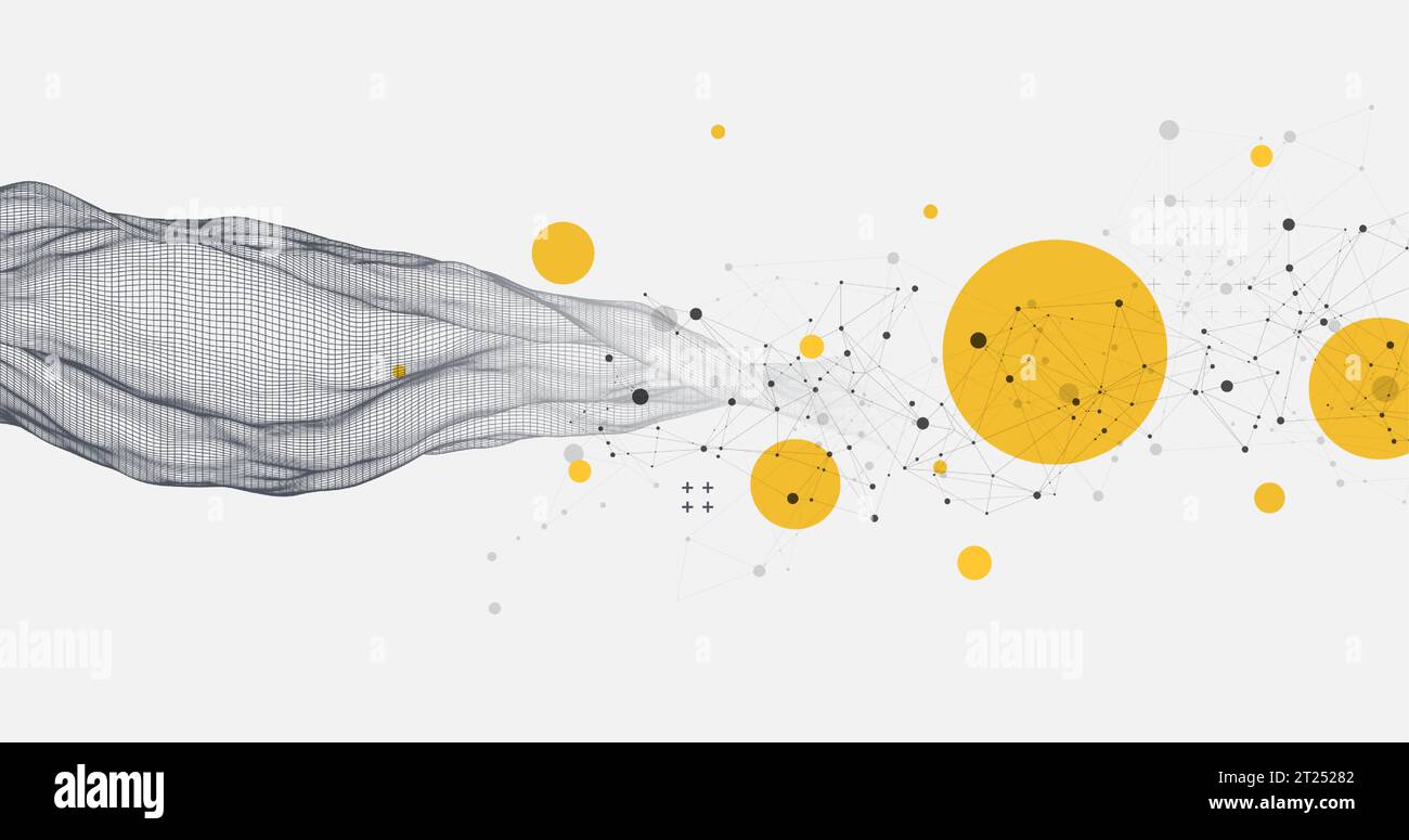 The abstract wave is made in a frame style. Template for science and technology presentation. Vector Stock Vector
