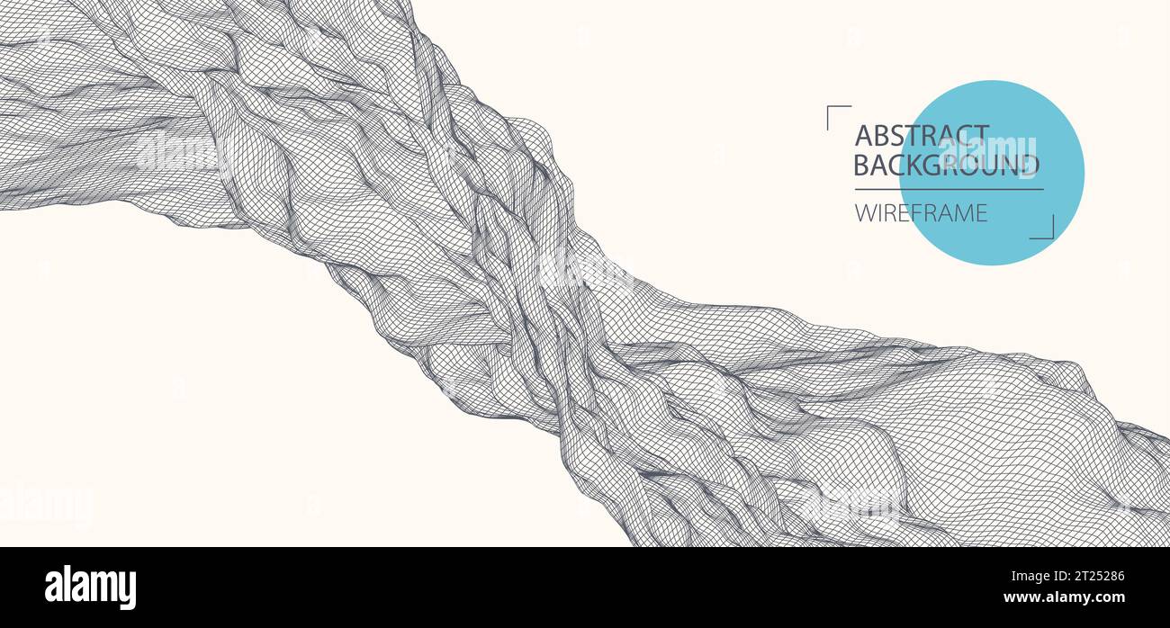 Abstract waves is made in a wireframe style. Template for science and technology presentation. Vector Stock Vector
