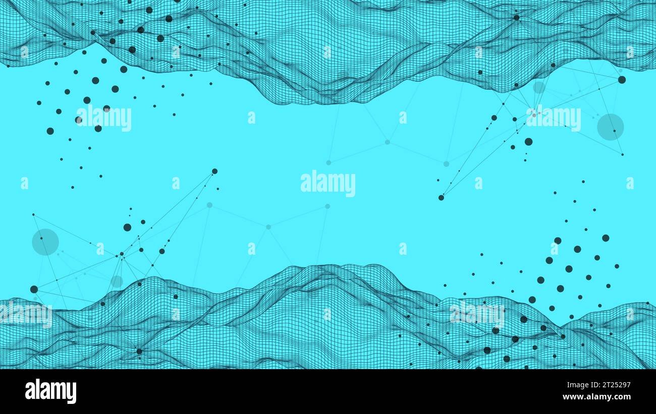 The abstract wave is made in a frame style. Template for science and technology presentation. Vector Stock Vector