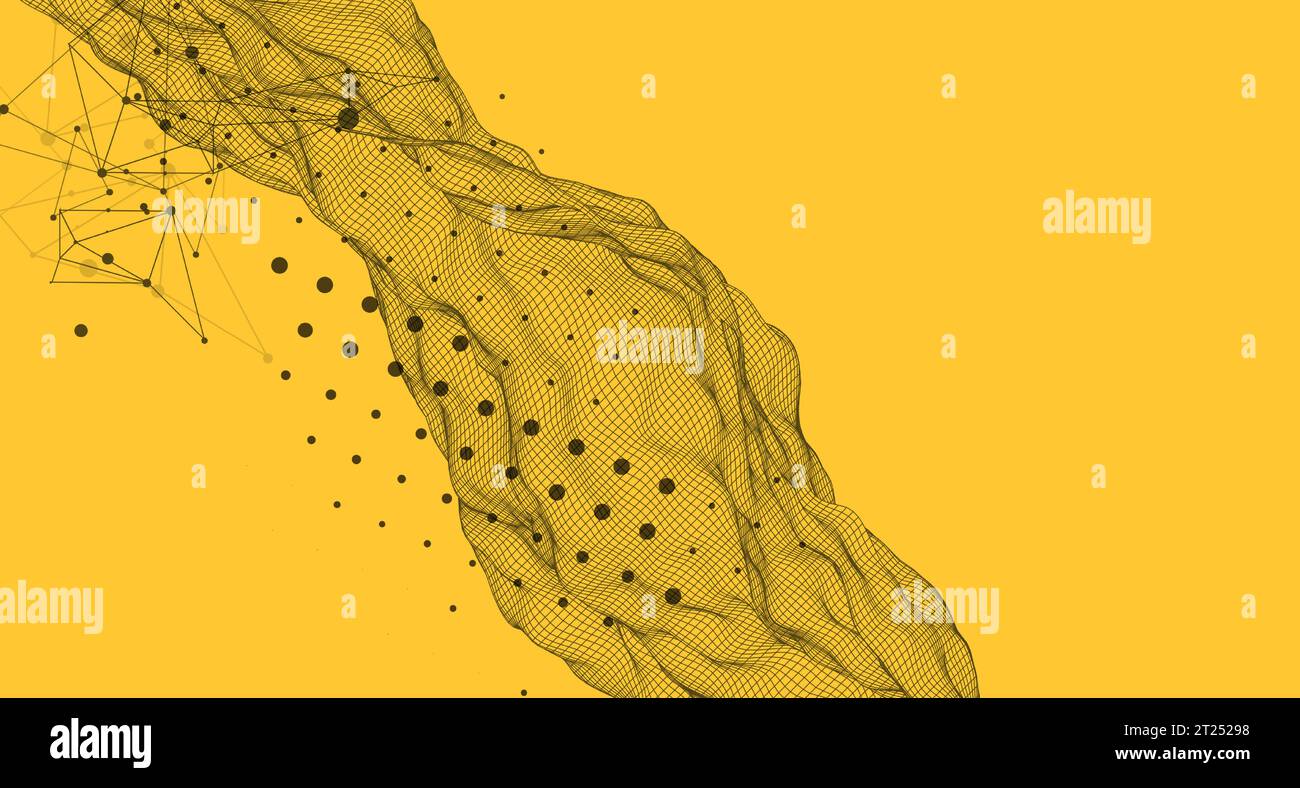 The abstract wave is made in a frame style. Template for science and technology presentation. Vector Stock Vector