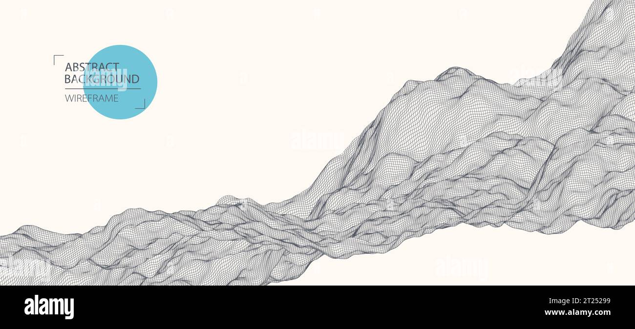 Abstract waves is made in a wireframe style. Template for science and technology presentation. Vector Stock Vector