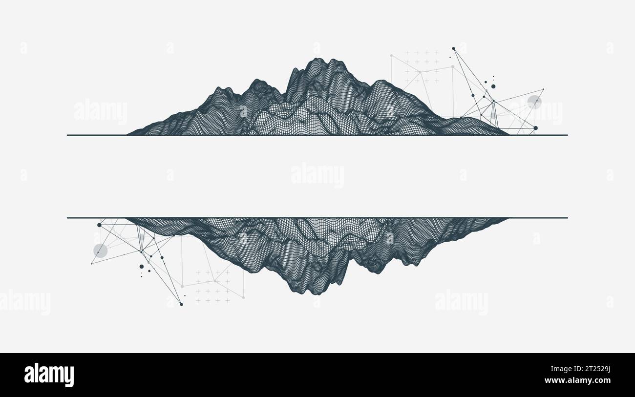 Trendy abstract wireframe background. Modern science or technology art elements. Surface illustration. Vector. Stock Vector