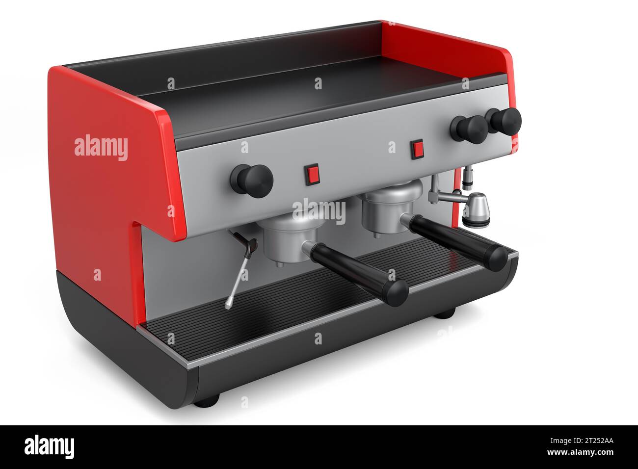 Professional espresso coffee machine with horn for two cups isolated on ...