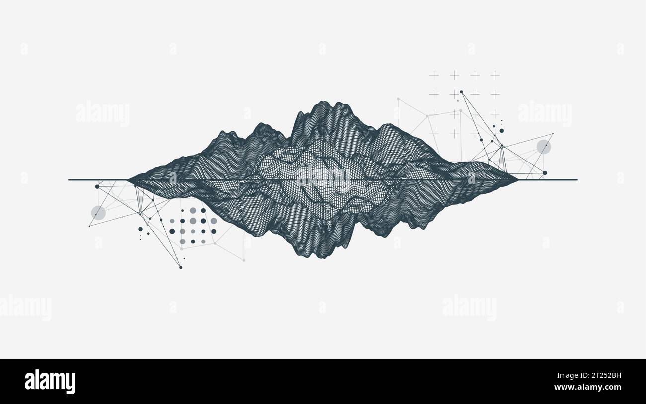 Trendy abstract wireframe background. Modern science or technology art elements. Surface illustration. Vector. Stock Vector
