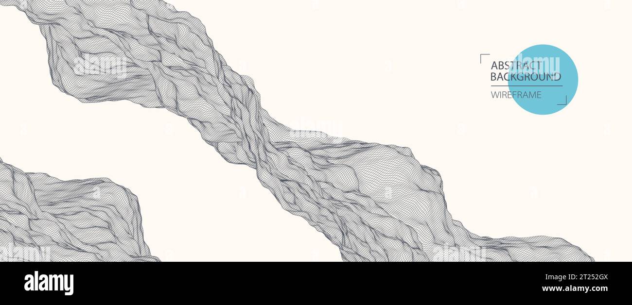 Abstract waves is made in a wireframe style. Template for science and technology presentation. Vector Stock Vector