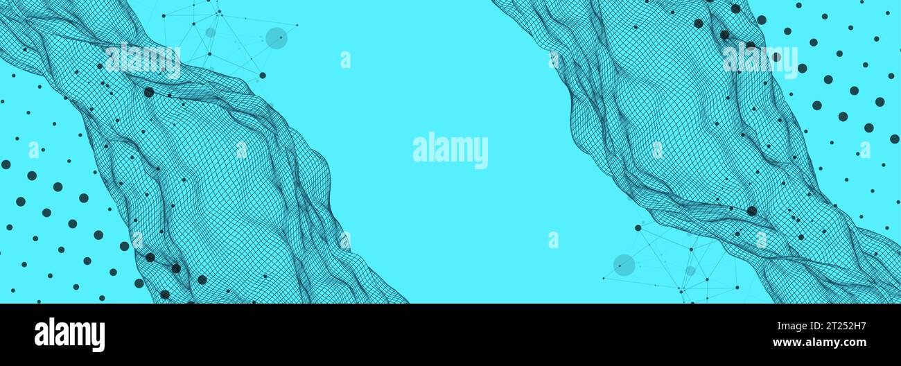 The abstract wave is made in a frame style. Template for science and technology presentation. Vector Stock Vector