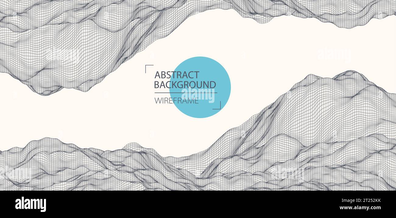 Abstract waves is made in a wireframe style. Template for science and technology presentation. Vector Stock Vector