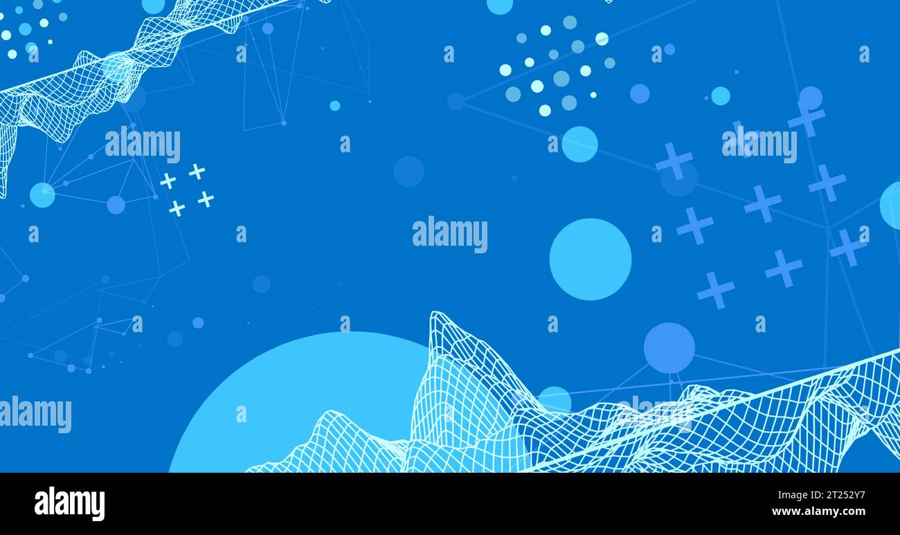 Trendy abstract wireframe mountain background. Modern science or technology art elements. Surface illustration. Vector. Stock Vector
