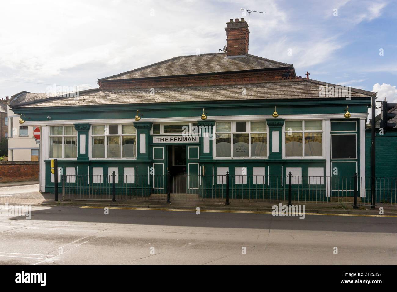 The Fenman public house opposite the railway station in King's Lynn is named after a train service between the town and London first run in 1949. Stock Photo