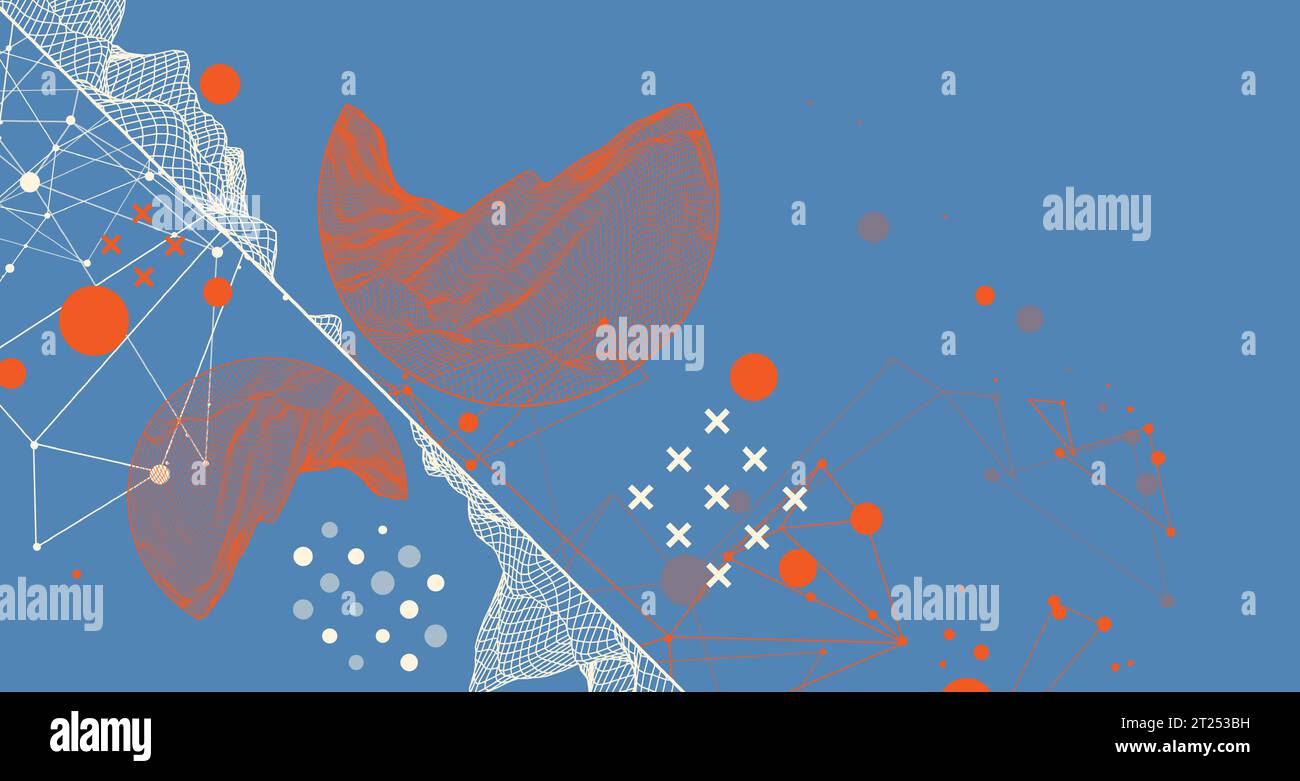 Trendy abstract wireframe mountain background. Modern science or technology art elements. Surface illustration. Vector. Stock Vector