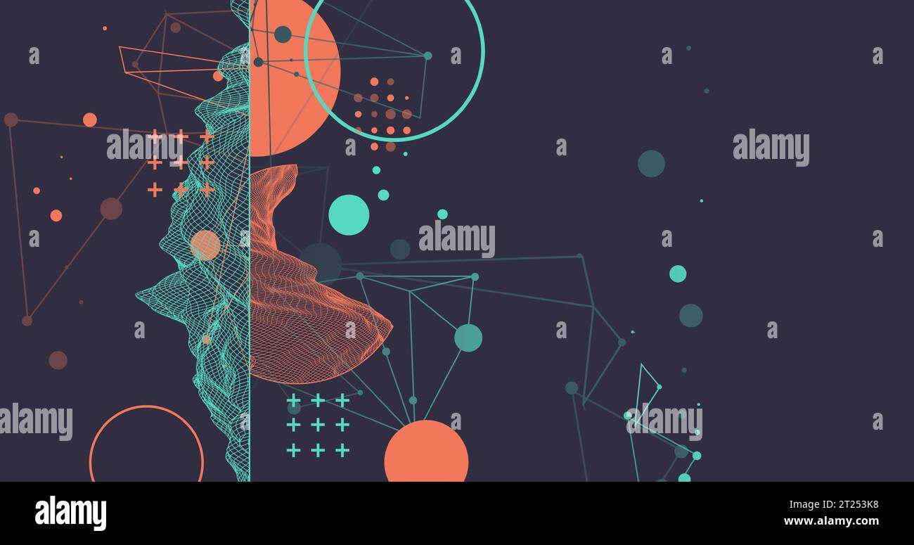 Trendy abstract wireframe mountain background. Modern science or technology art elements. Surface illustration. Vector. Stock Vector