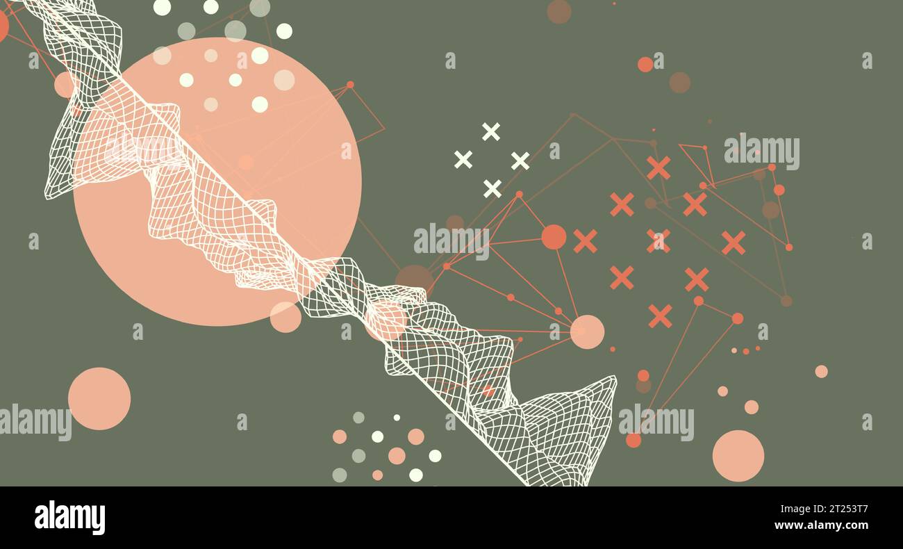 Trendy abstract wireframe mountain background. Modern science or technology art elements. Surface illustration. Vector. Stock Vector