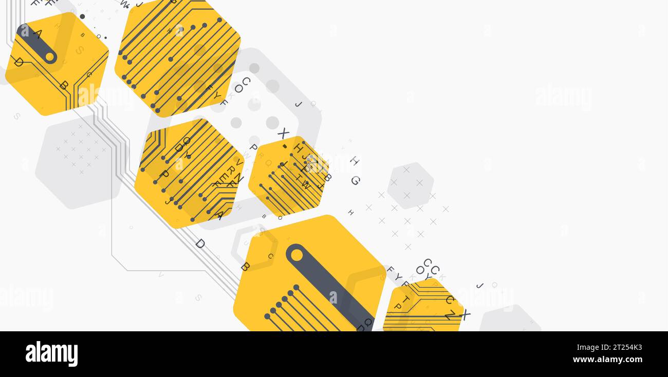 Abstract yellow hexagon futuristic background for design works. Science ...