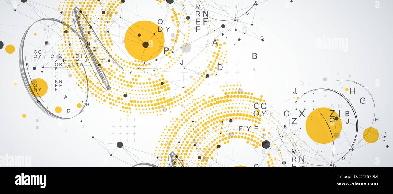 Computer Science Dots Halftone science background with connecting dots and lines. Digital ...