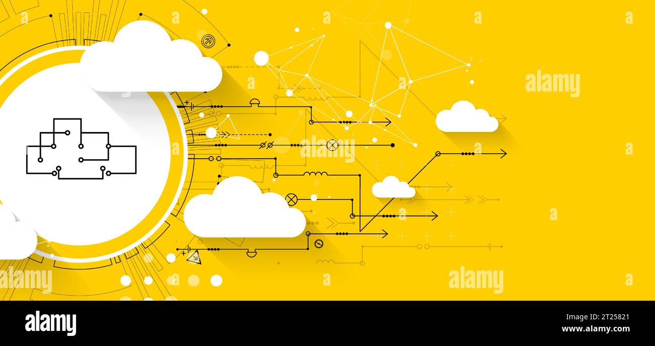 Cloud storage technology. Integrated digital web concept background. Vector Stock Vector