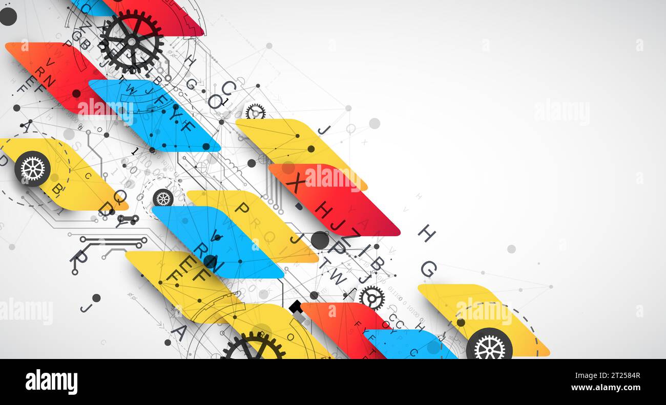 Abstract technology concept. Circuit board, high computer color background. Stock Vector