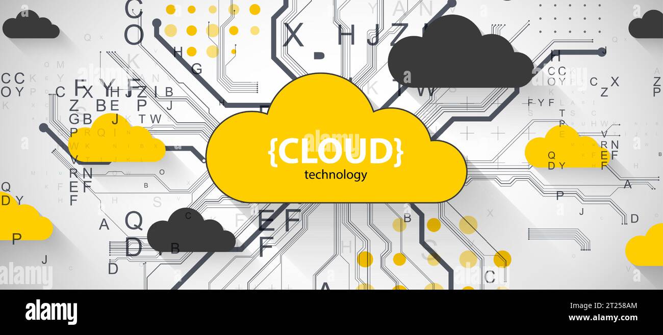 Cloud storage technology. Integrated digital web concept background. Vector Stock Vector