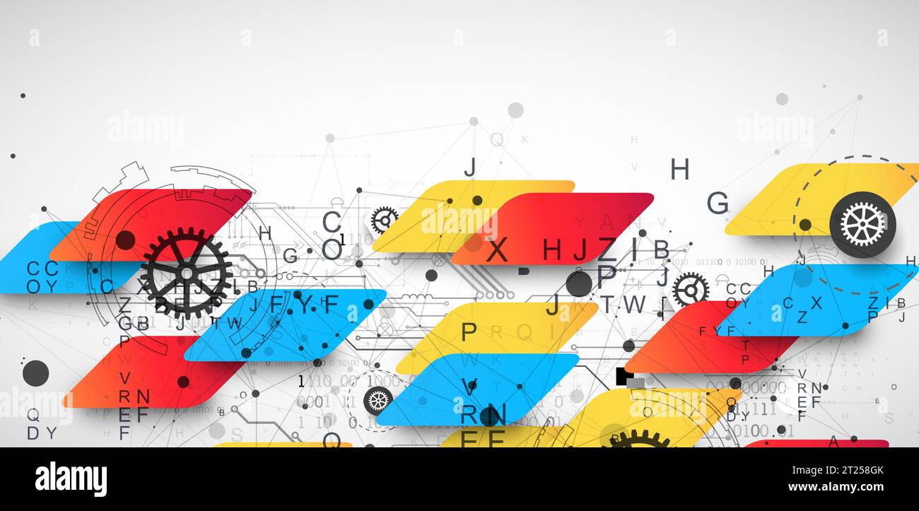 Abstract technology concept. Circuit board, high computer color background. Stock Vector