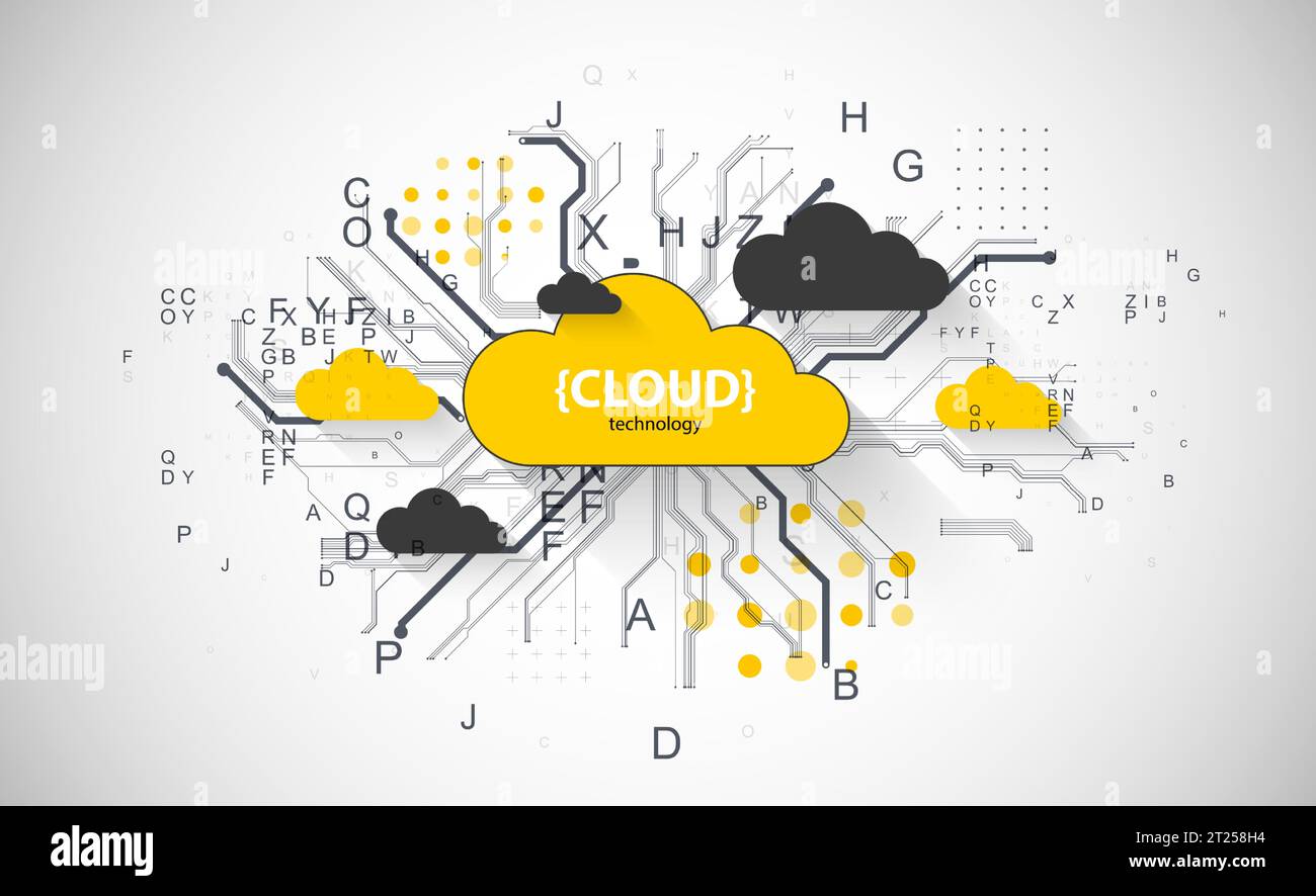 Cloud storage technology. Integrated digital web concept background. Vector Stock Vector