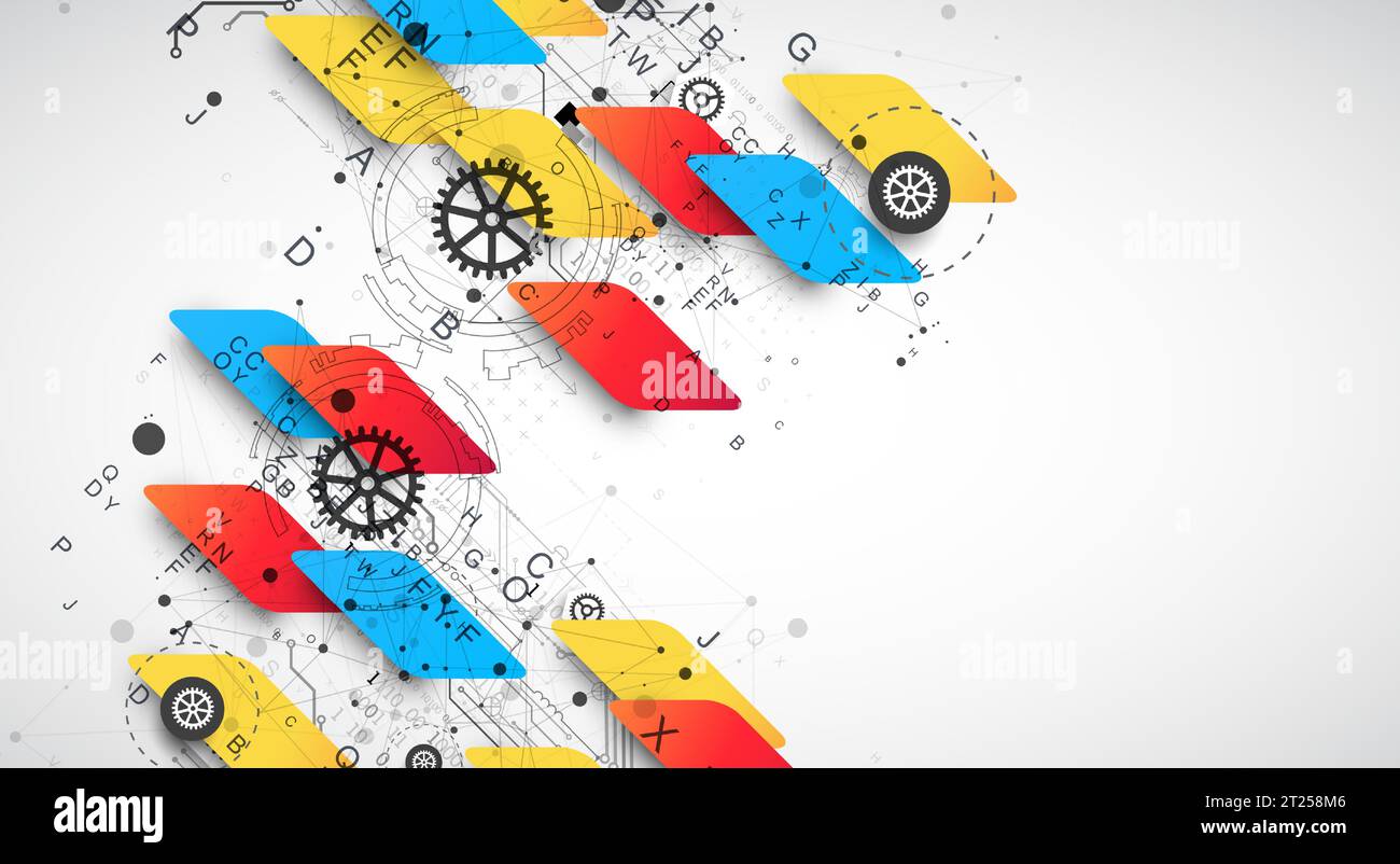 Abstract technology concept. Circuit board, high computer color background. Stock Vector