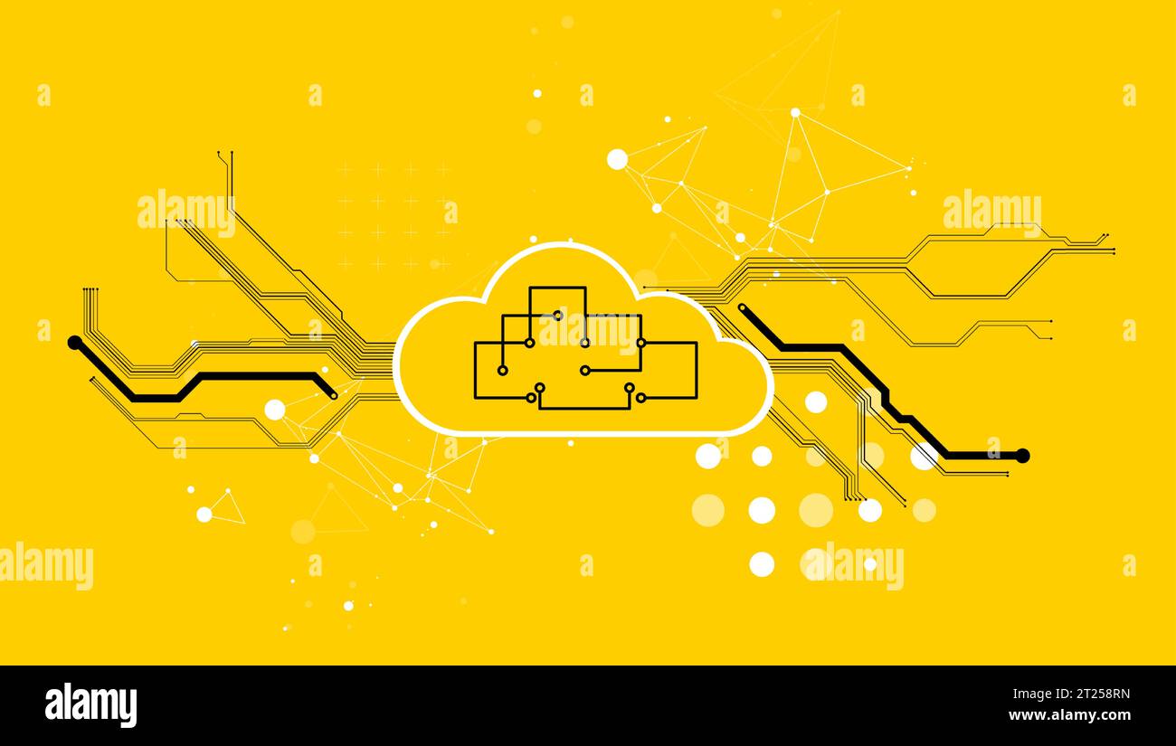 Cloud storage technology. Integrated digital web concept background. Vector Stock Vector