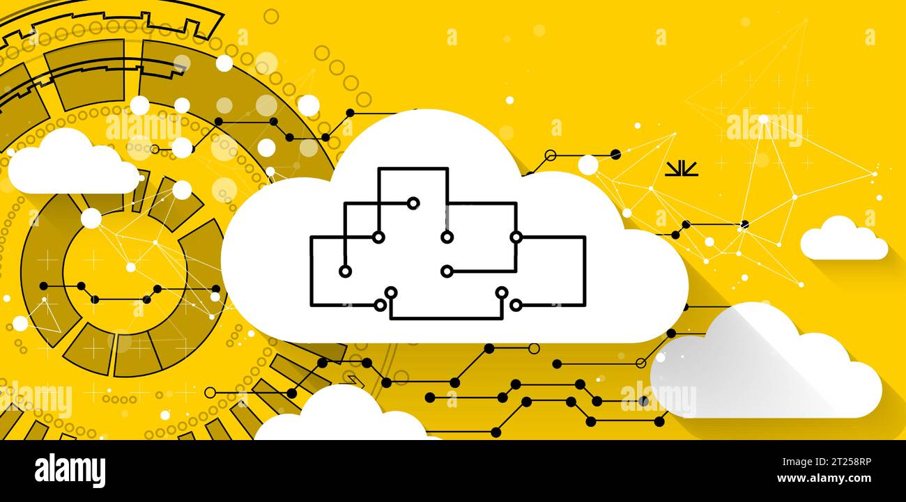 Cloud storage technology. Integrated digital web concept background. Vector Stock Vector
