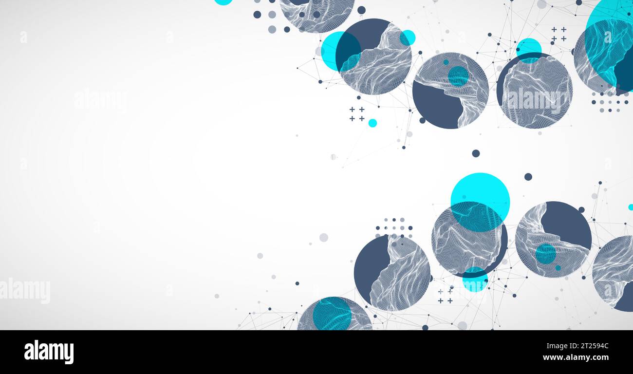 Trendy abstract wireframe background. Modern science or technology art elements. Surface illustration. Vector. Stock Vector