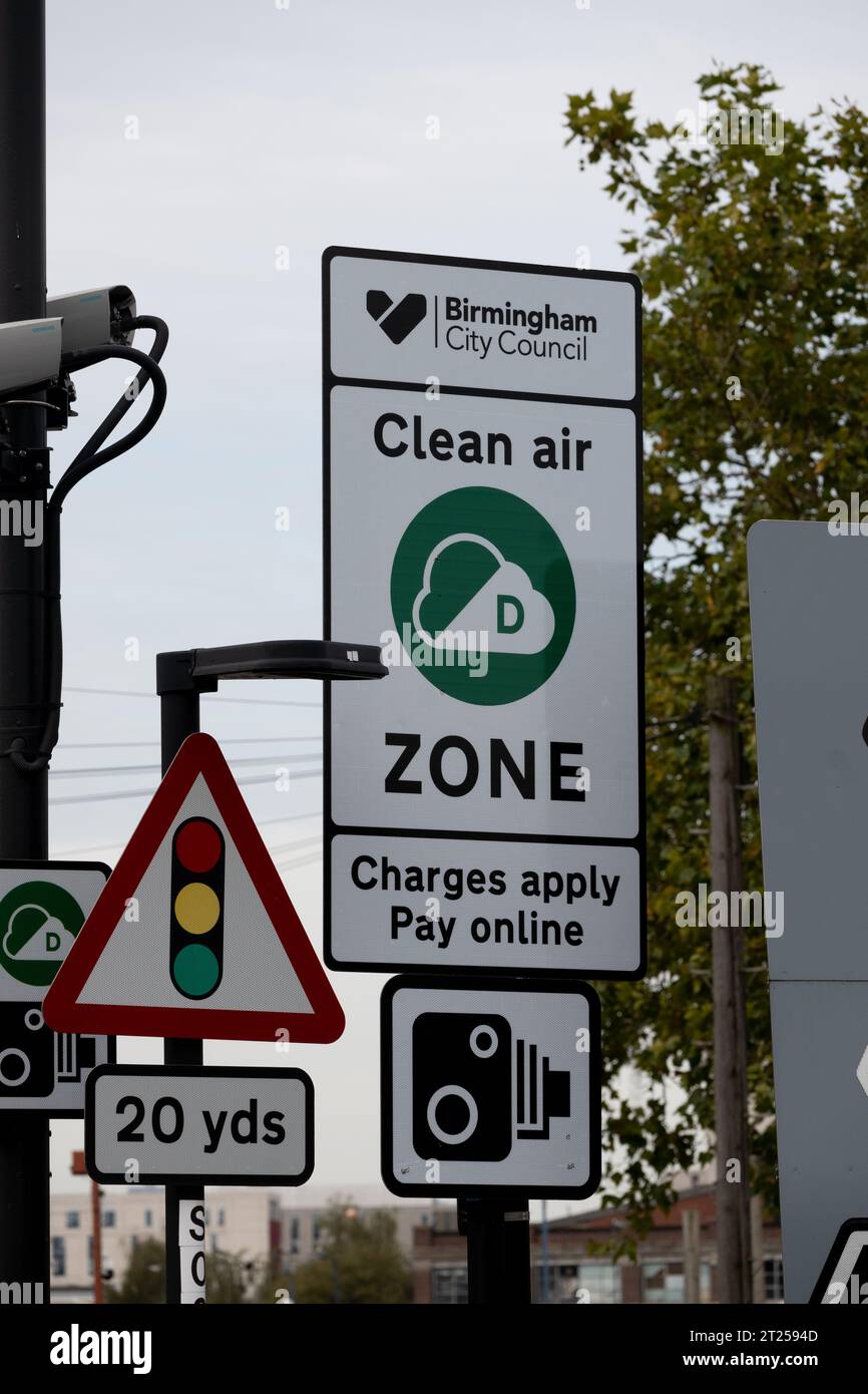 Clean air zone sign, Birmingham, West Midlands, England, UK Stock Photo
