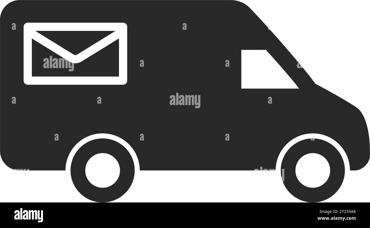 simple postal mail delivery van minivan minibus black silhouette side
