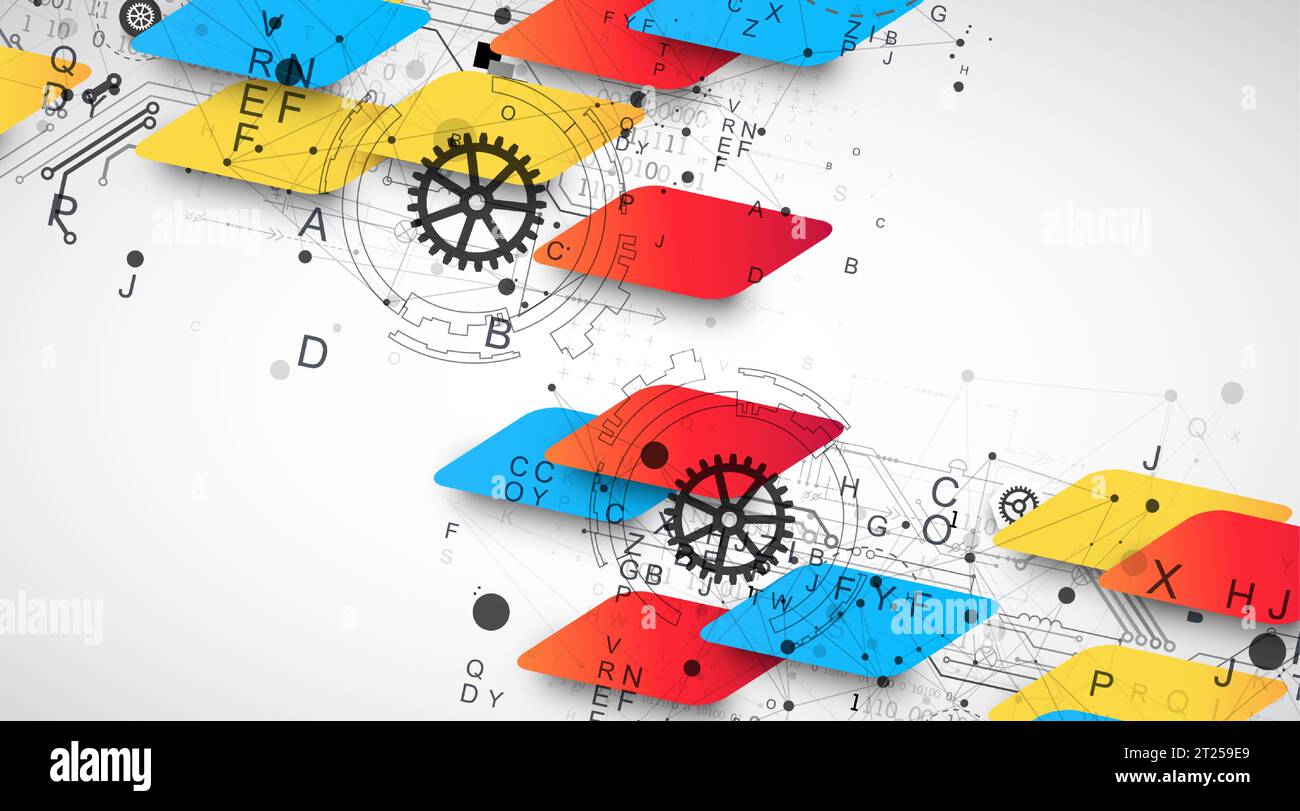 Abstract technology concept. Circuit board, high computer color background. Stock Vector