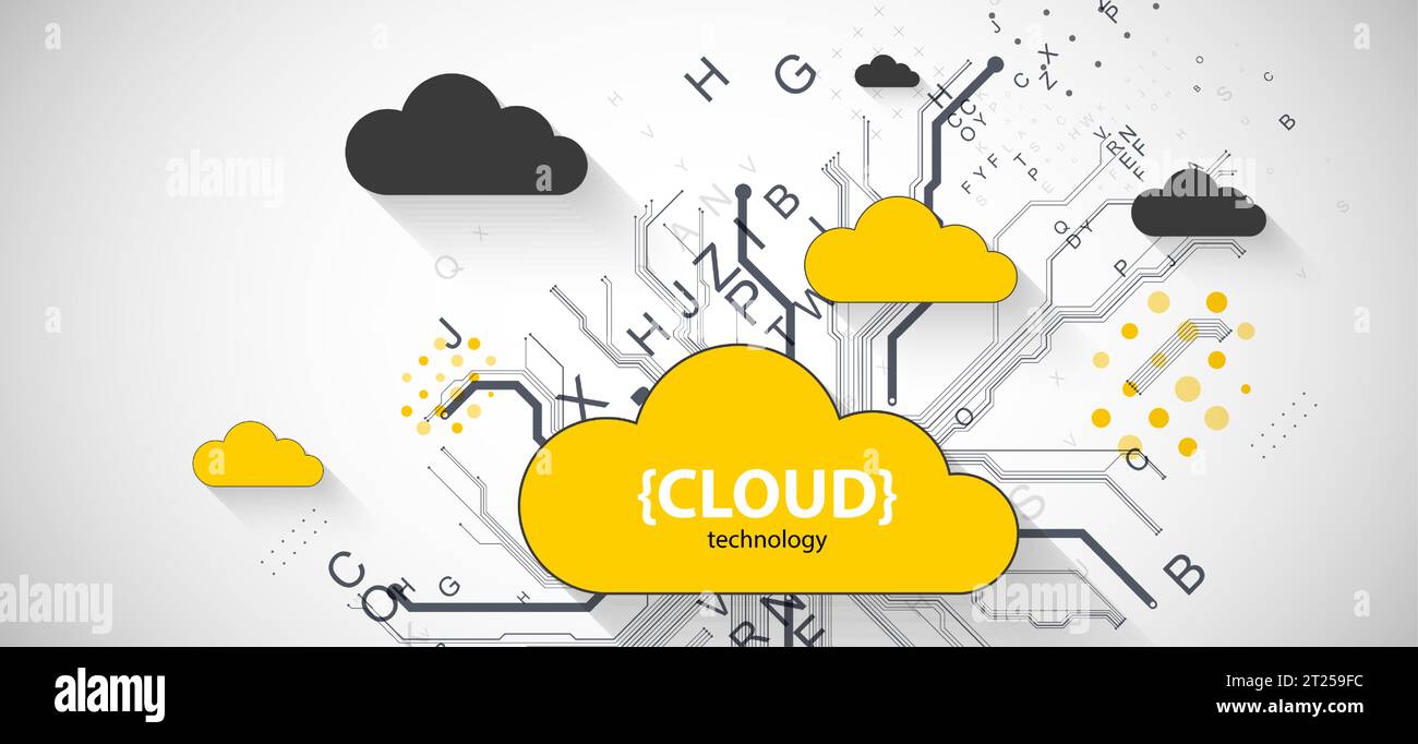 Cloud storage technology. Integrated digital web concept background ...