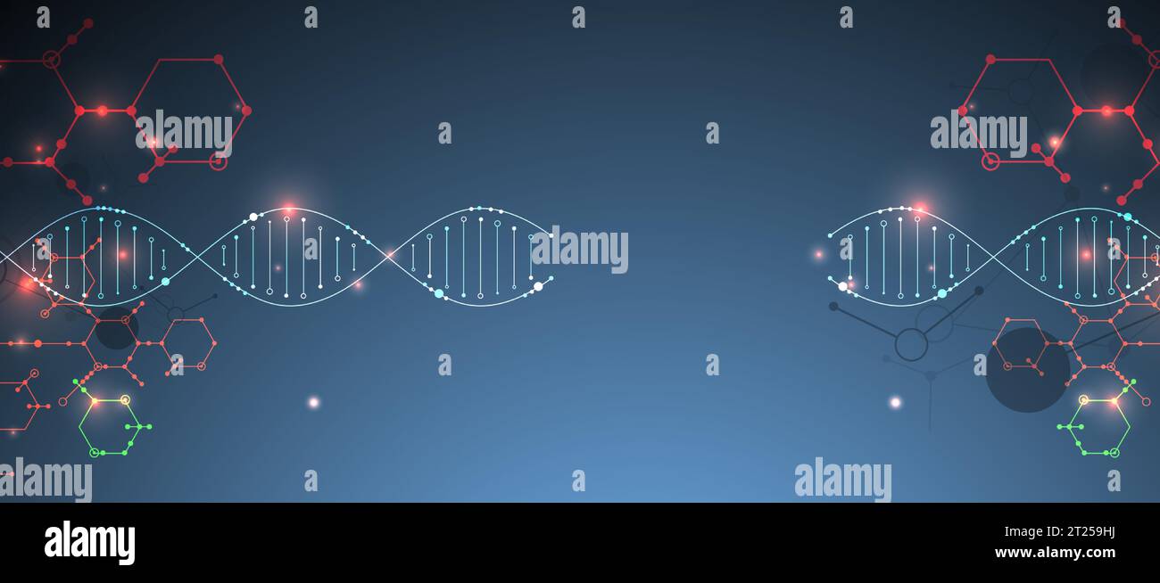 Science template, wallpaper or banner with a DNA molecules. Vector illustration. Stock Vector