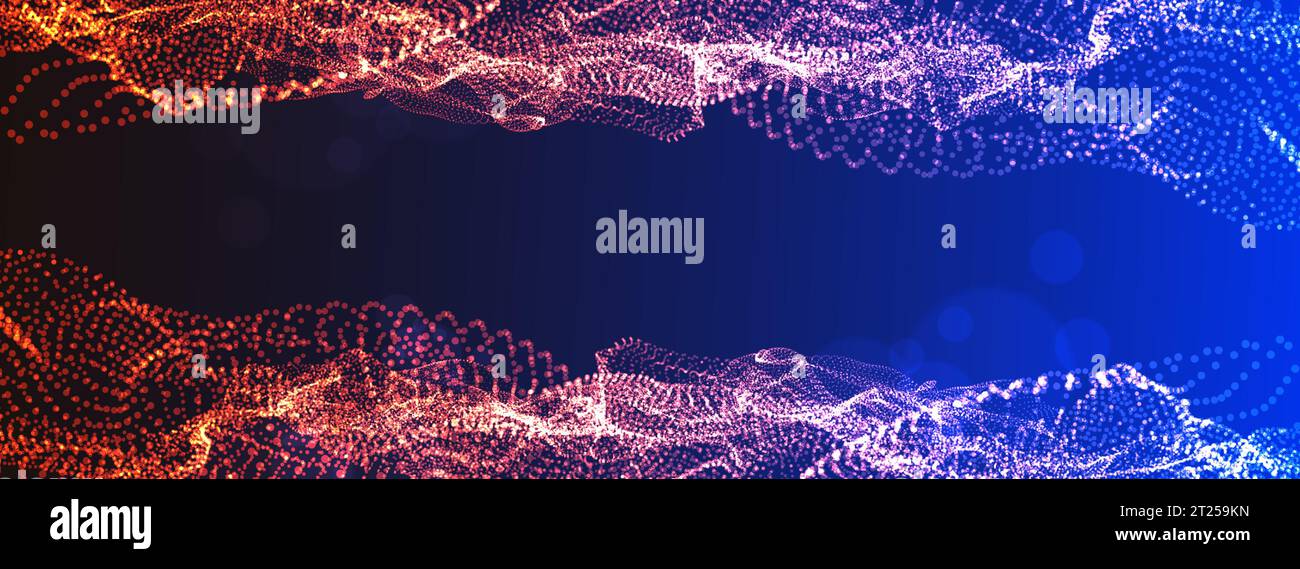 Abstract background. Particles liquid dynamic flow. Trendy fluid cover design. Vector Stock Vector
