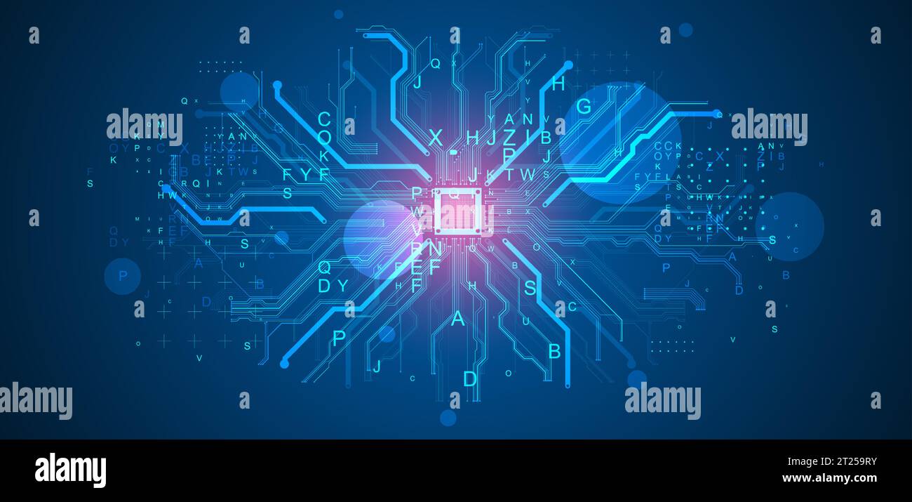 CPU concept. Circuit board. Technology background. Stock Vector