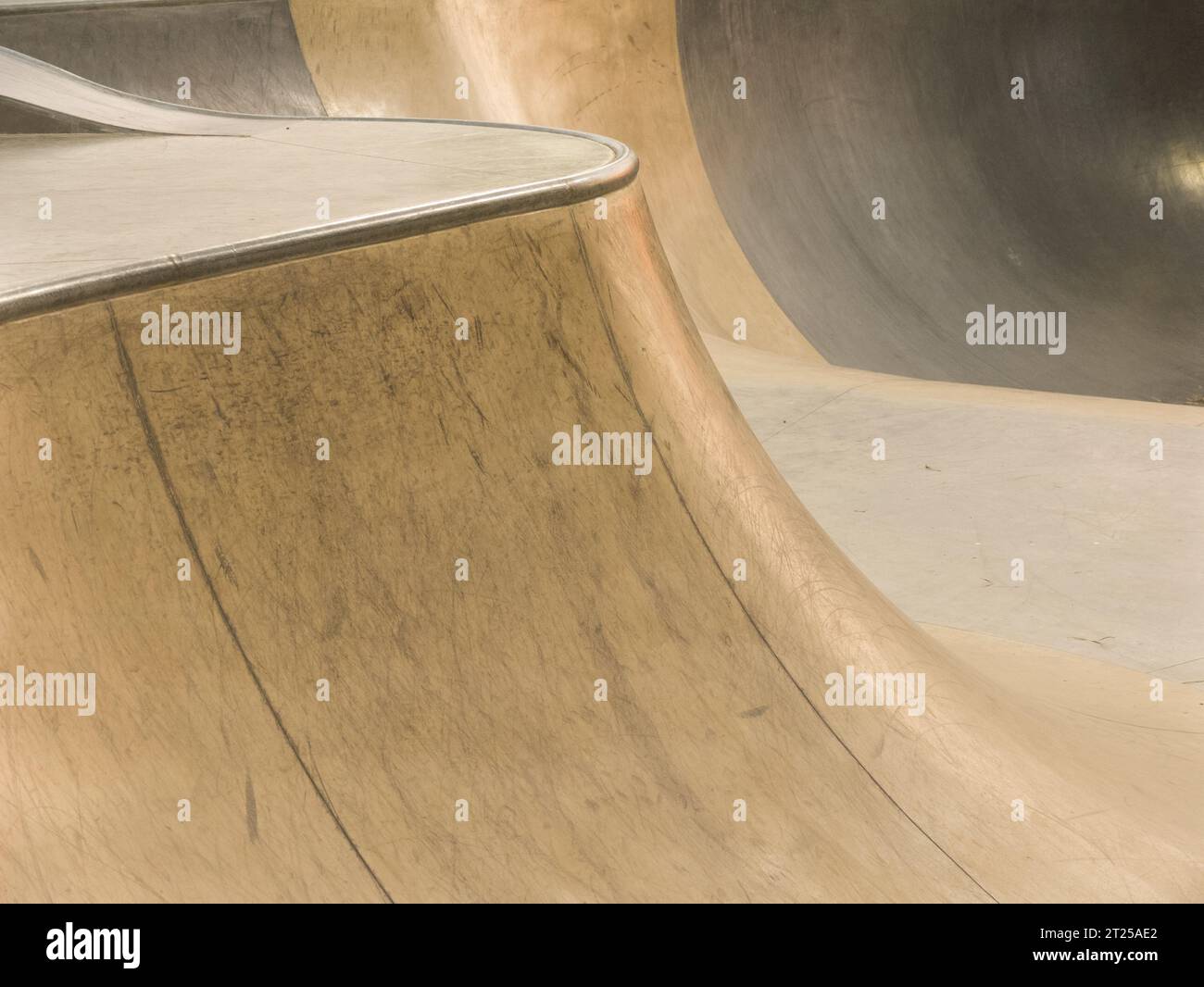 Curved side of concrete bowl in Adelaide city skate park in South Australia, Australia Stock Photo