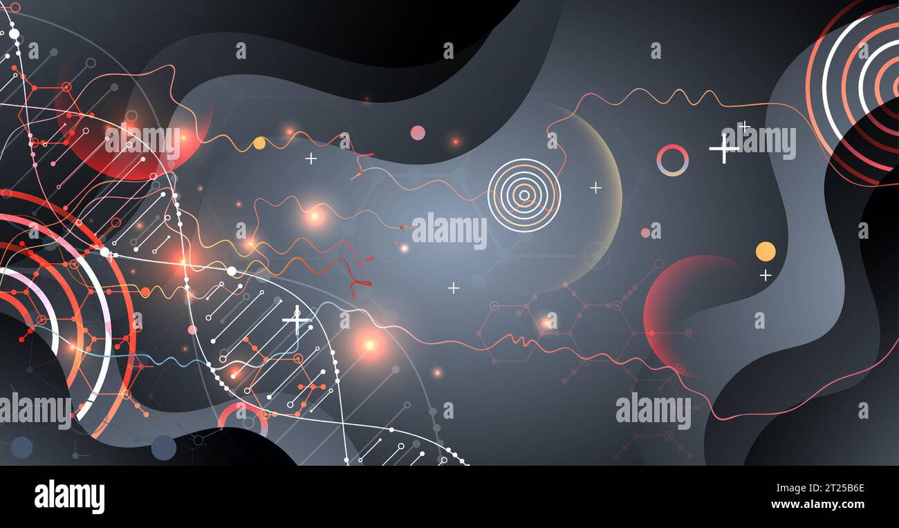Science template, wallpaper or banner with a DNA molecules. Vector illustration. Stock Vector