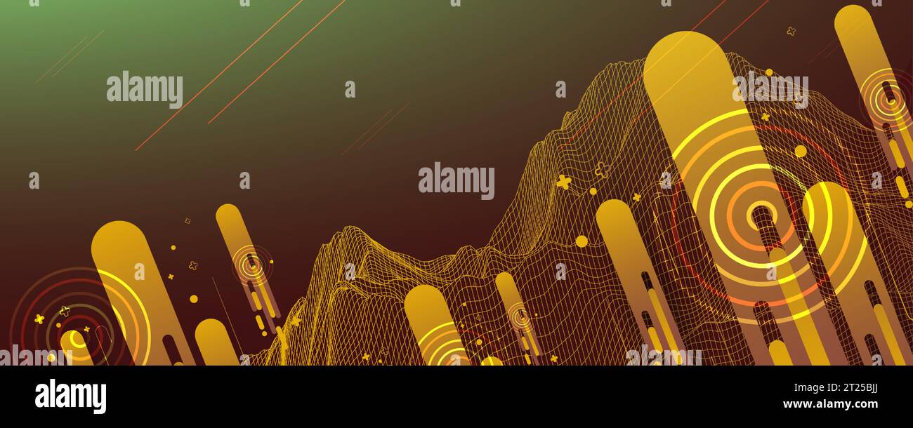 The abstract wave is made in a frame style. Template for science and technology presentation. Vector Stock Vector