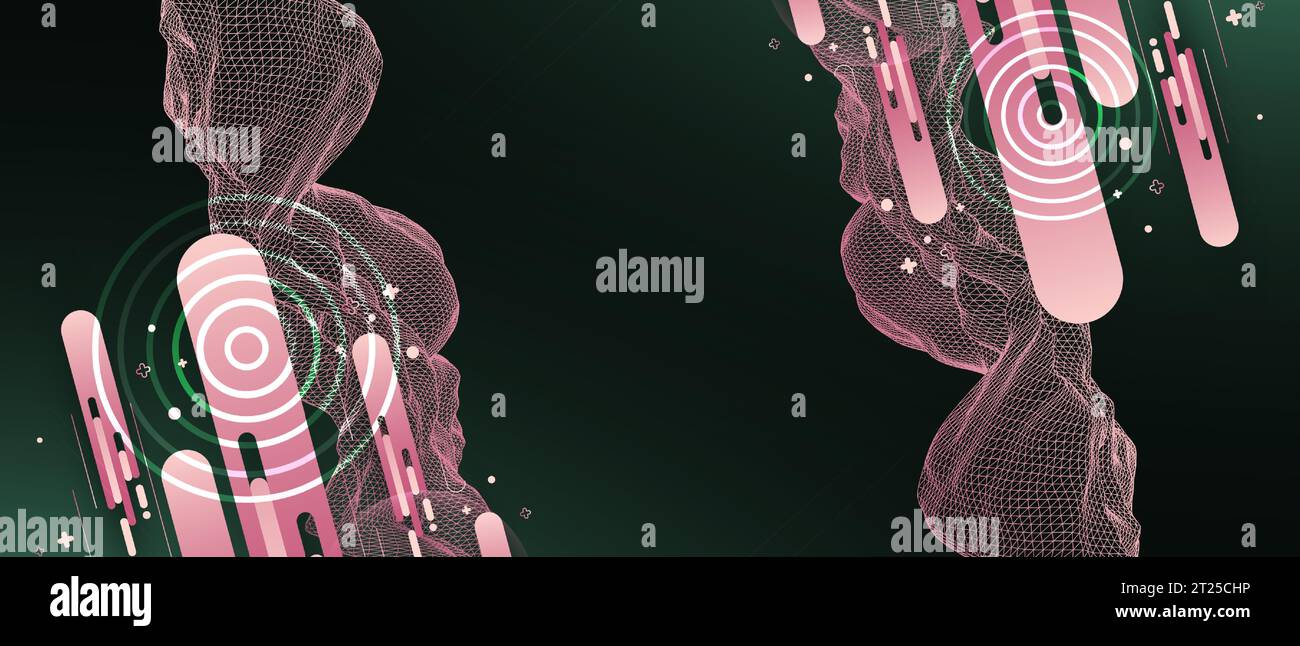 The abstract wave is made in a frame style. Template for science and technology presentation. Vector Stock Vector