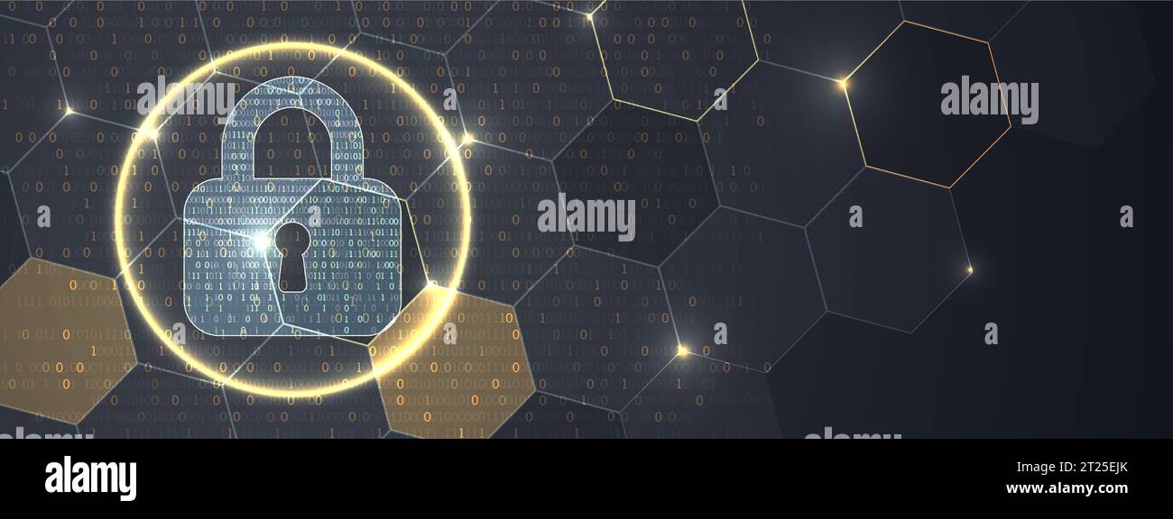 Secure digital space. Virtual confidential, programming protection. Vector Stock Vector
