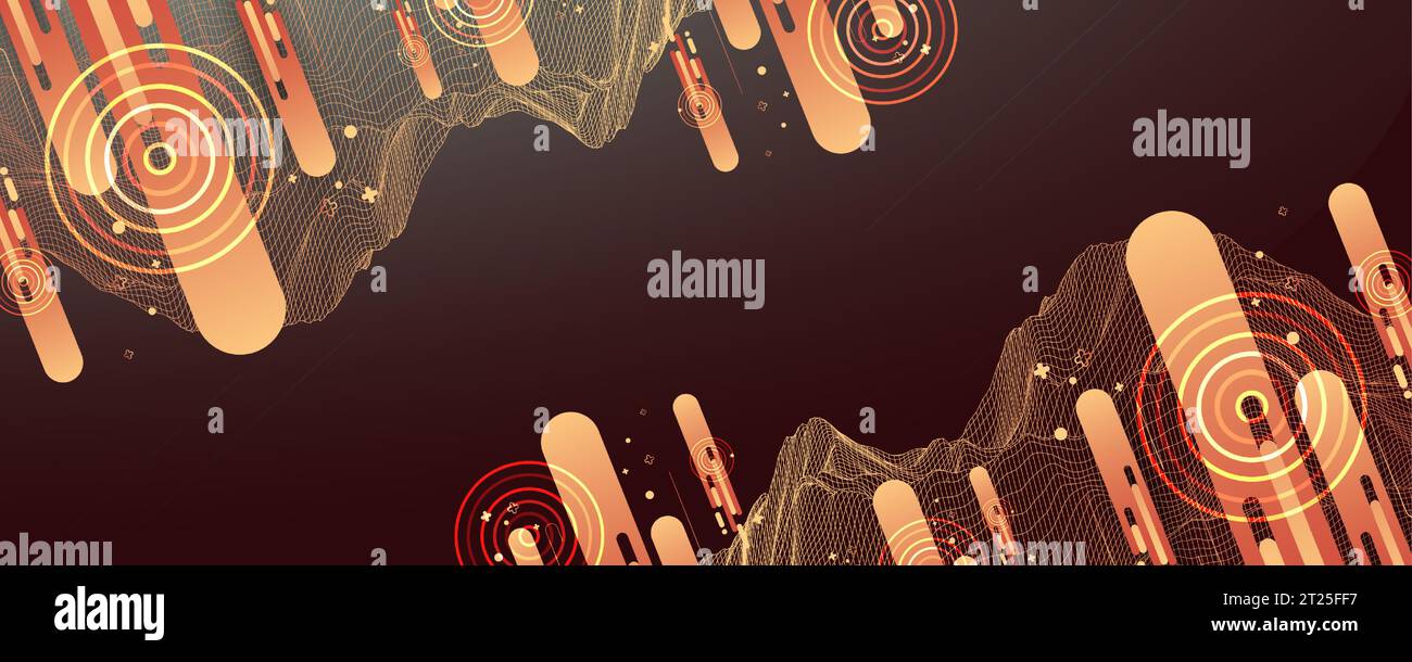 The abstract wave is made in a frame style. Template for science and technology presentation. Vector Stock Vector