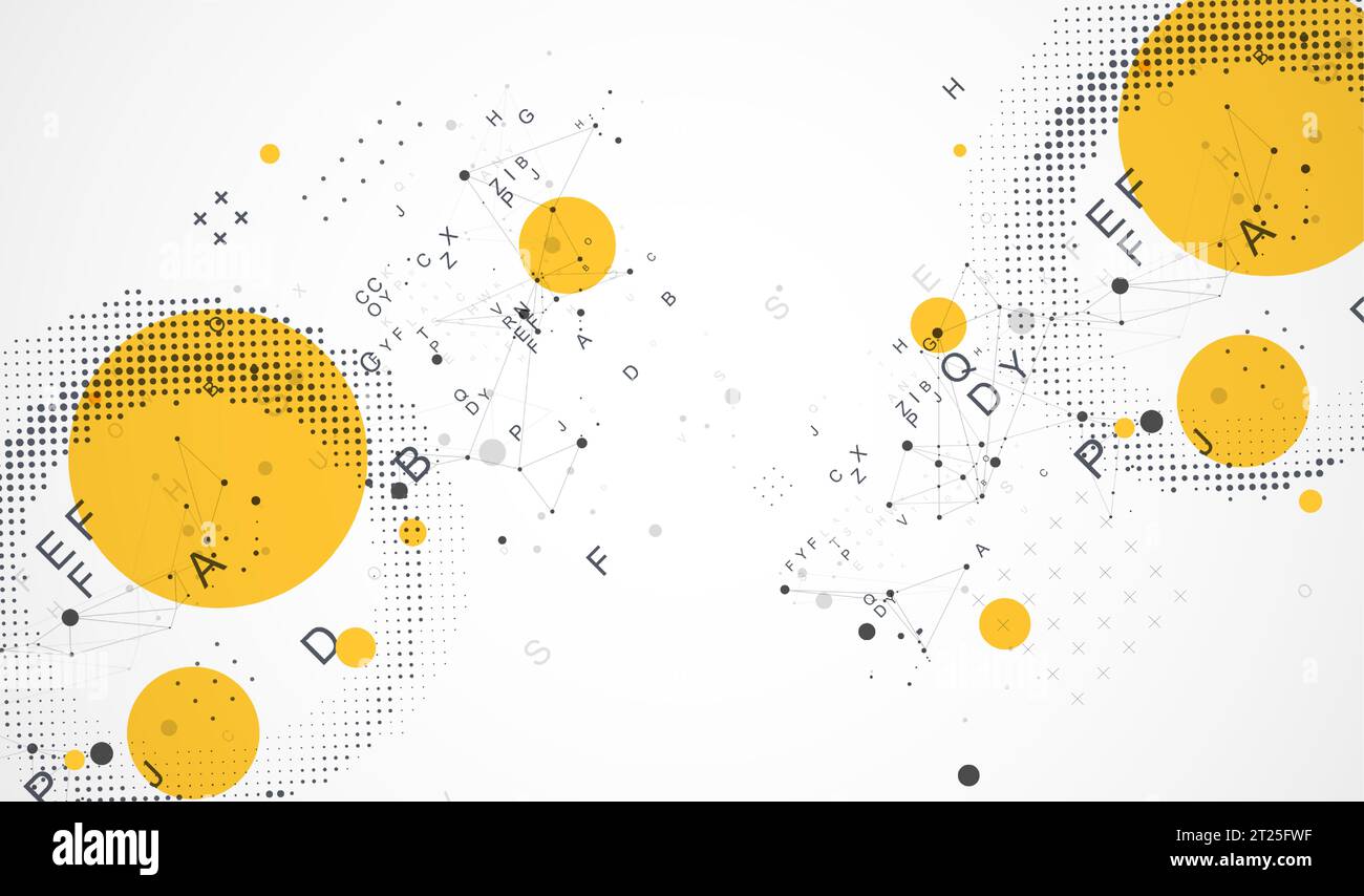 Halftone science background with connecting dots and lines. Digital data visualization. Stock Vector