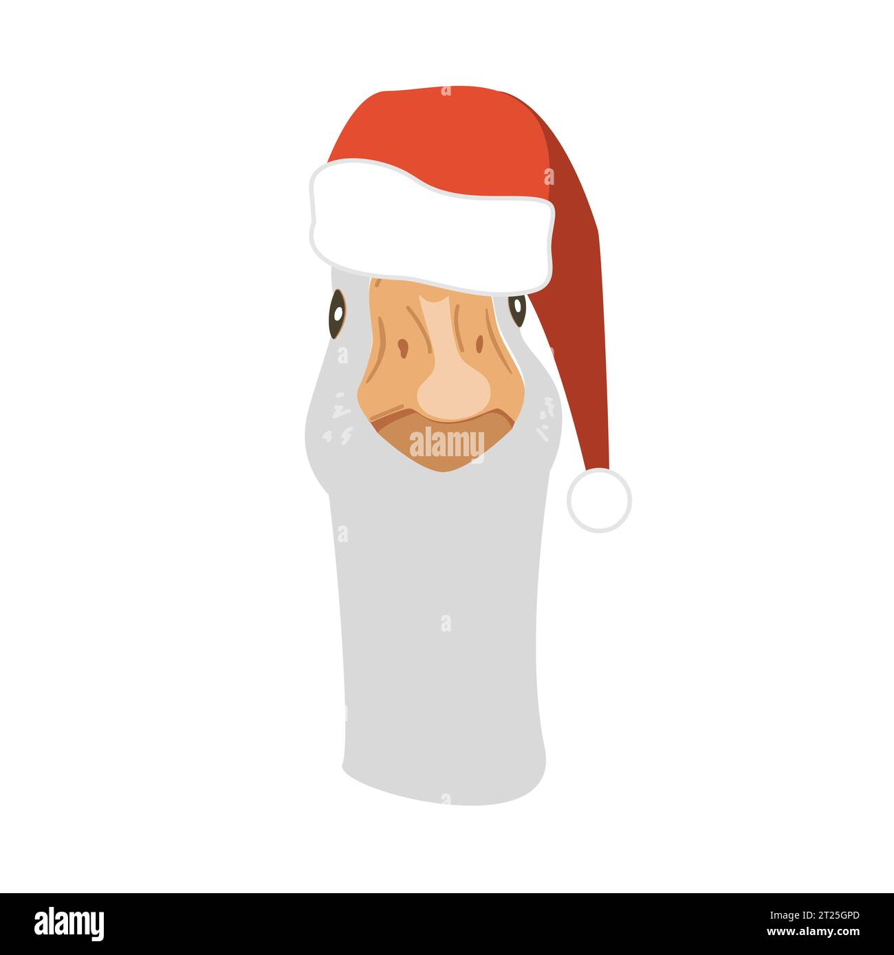 Grey goose goose in Santa Claus helper hat isolated design element