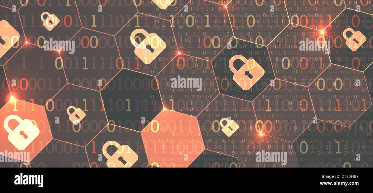 Secure digital space. Virtual confidential, programming protection. Vector Stock Vector