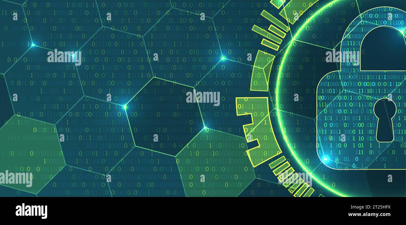 Secure digital space. Virtual confidential, programming protection. Vector Stock Vector