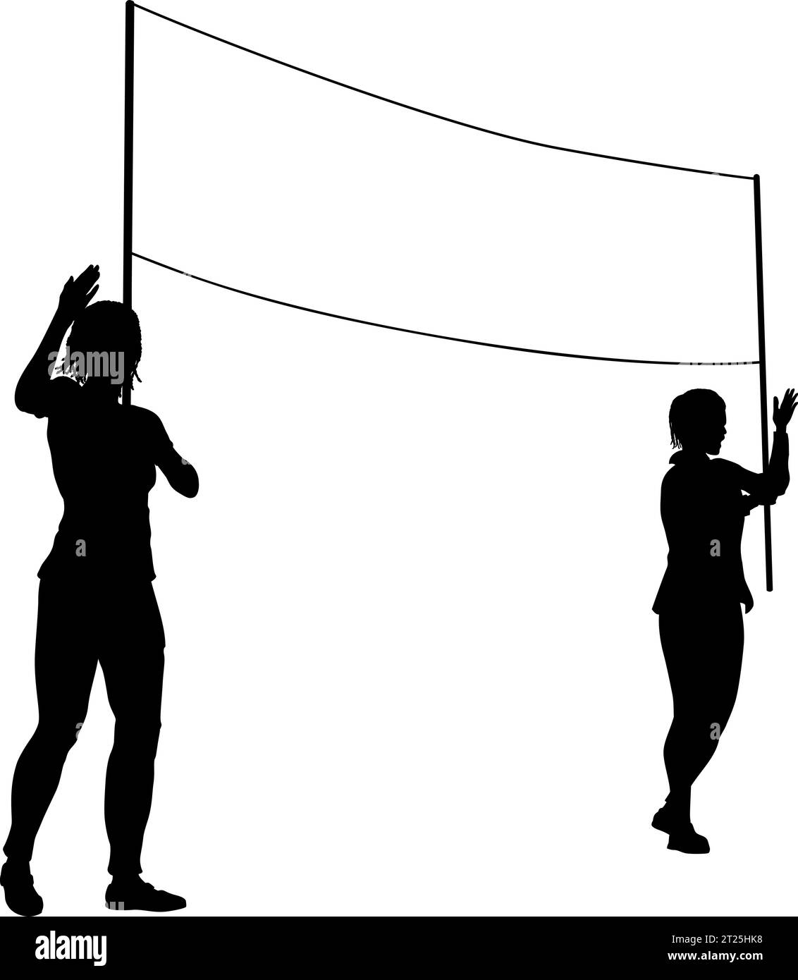 Banner Silhouette Protestors at March Rally Strike Stock Vector