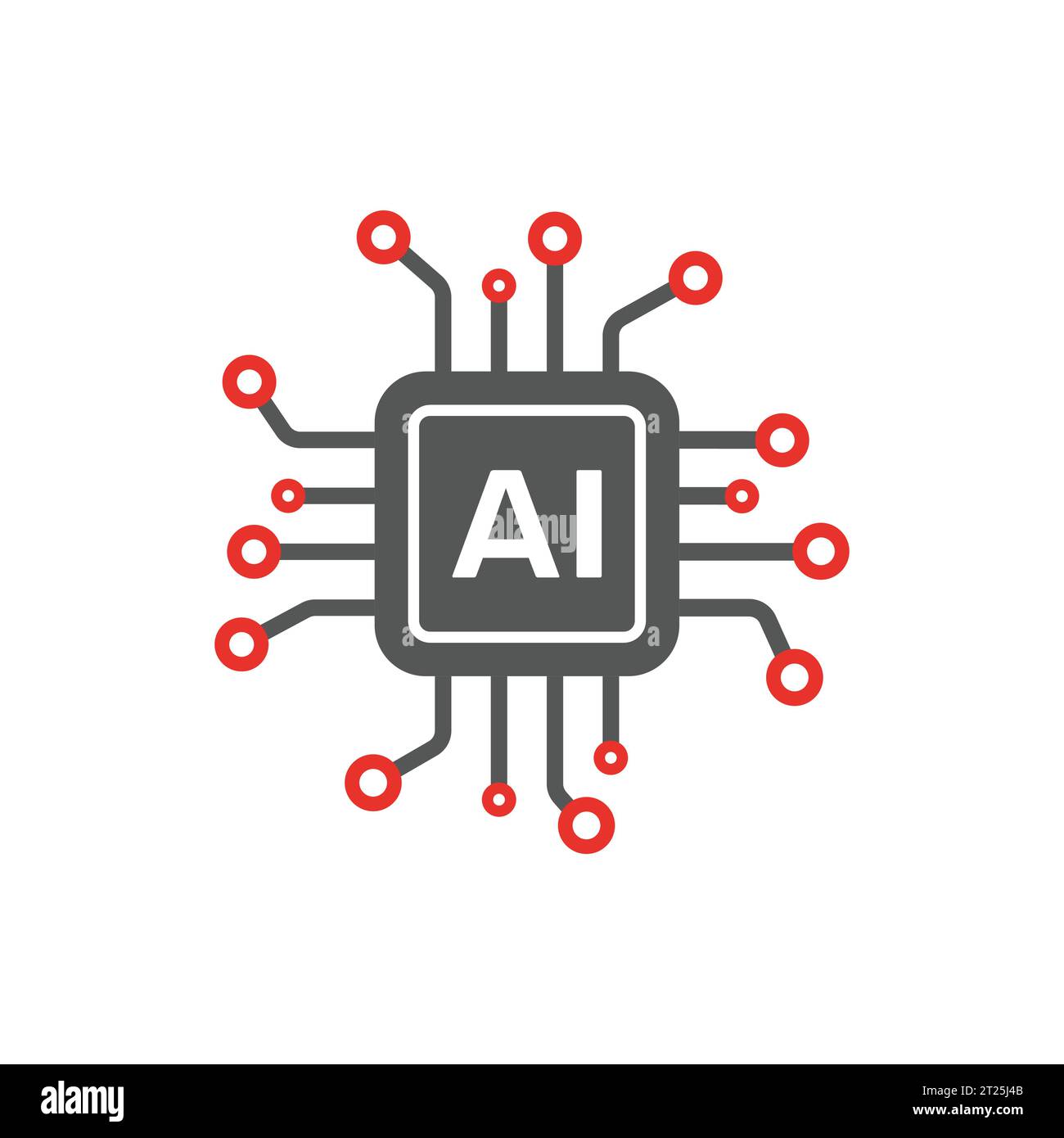 Processor with integrated of artificial intelligence AI. Artificial intelligence chip. Perfect Vector. EPS 10 Stock Vector