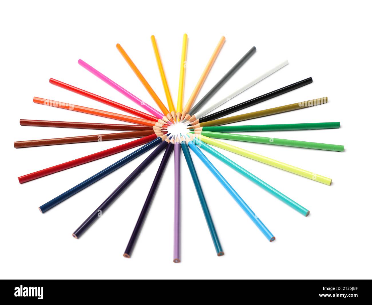 Colored pencils on white background Stock Photo