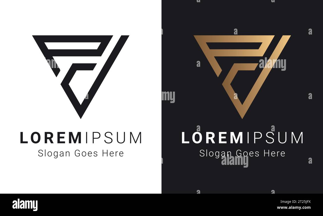 Luxury Initial VP or PV Monogram Text Letter Logo Design Stock Vector