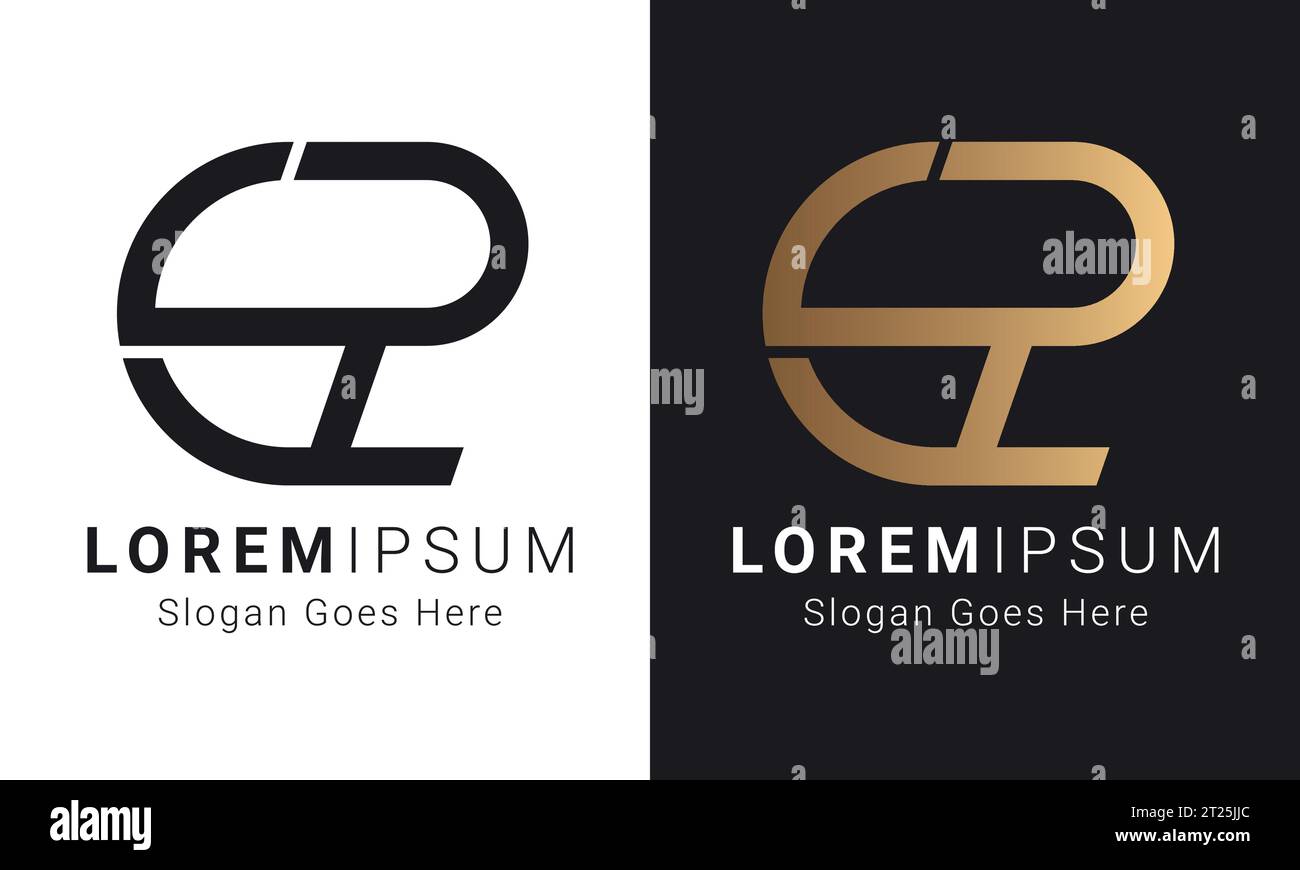Luxury Initial PC or CP Monogram Text Letter Logo Design Stock Vector